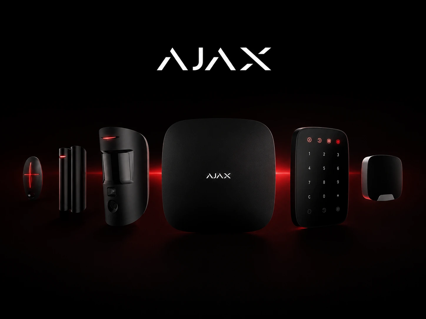 Sistema de alarma Ajax con hub, teclado, detectores y sirena